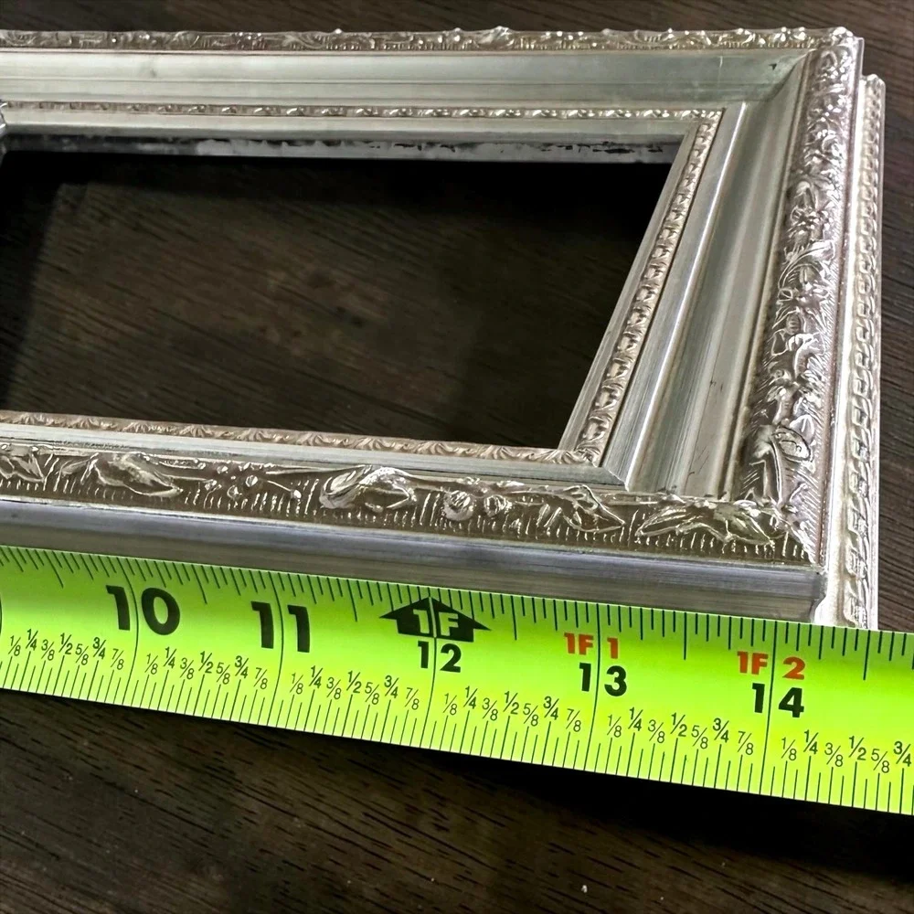 Set of 2 Champagne Silver Picture Frames Ornate Beaded 8x10 and 5x7 Decor